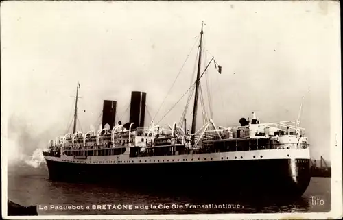 Ak Paquebot Bretagne, Dampfschiff, CGT, French Line