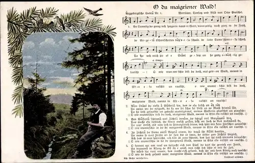 Lied Ak Peuschel, O., O du maigriener Wald, Mann, Pfeife, Arzgebirgische Liedla 1, Erzgebirge