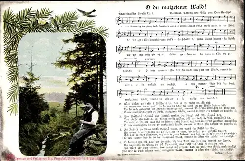 Lied Ak Peuschel, O., O du maigriener Wald, Mann, Pfeife, Arzgebirgische Liedla 1, Erzgebirge