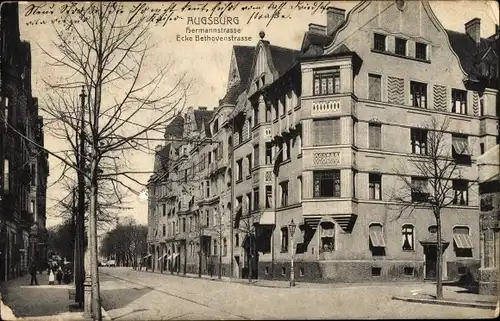 Ak Augsburg in Schwaben, Hermannstraße, Ecke Beethovenstraße