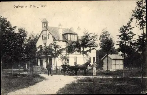 Ak Oostvoorne aan Zee Südholland, Villa Eliza, Kutsche