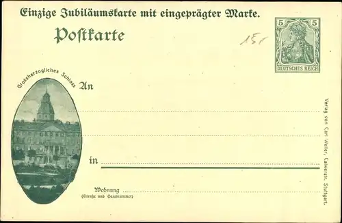 Ganzsachen Briefmarken Wappen Ak Goldene Hochzeit, Großherzog Friedrich von Baden, Luise