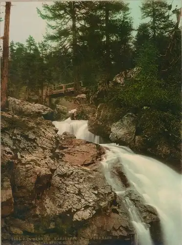 Foto Pontresina Kanton Graubünden Schweiz, Morteratsch, Bernina Wasserfall