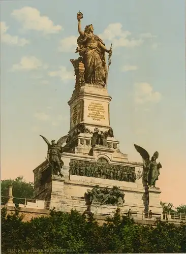 Foto Rüdesheim am Rhein, Niederwald Nationaldenkmal, Photochrom Zürich