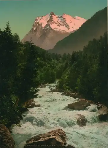 Foto Kanton Bern, Schwarze Lütschine, Wetterhorn, Photochrom Zürich