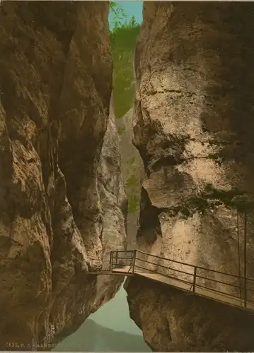 Foto Meiringen Kanton Bern, Gorge de l'Aare, Aareschlucht, Photochrom Zürich