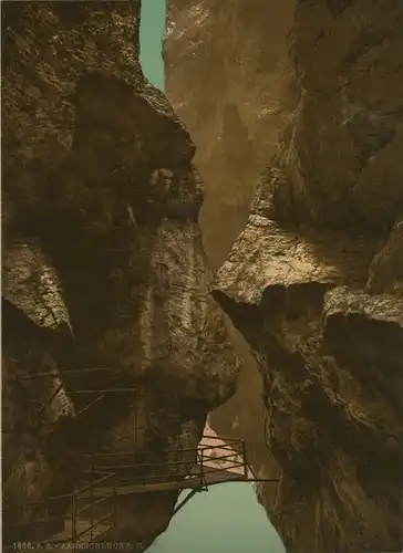 Foto Meiringen Kanton Bern, Gorge de l'Aare, Aareschlucht, Photochrom Zürich