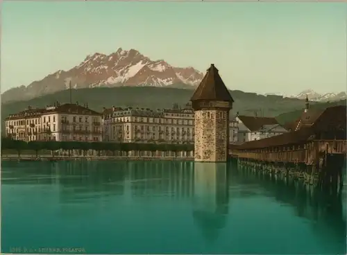 Foto Luzern Stadt Schweiz, Pilatus, Photochrom Zürich