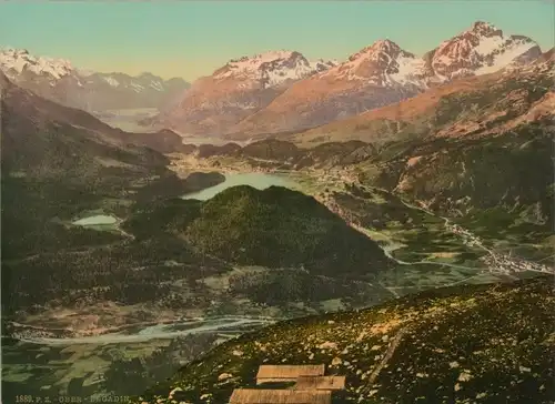 Foto Ober Engadin Kanton Graubünden, Panorama, Photochrom Zürich