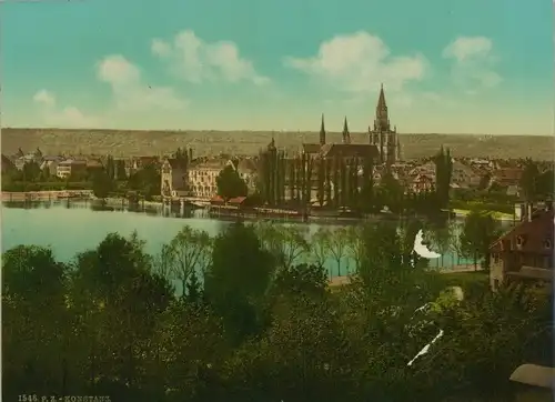 Foto Konstanz am Bodensee, Stadtpanorama, Photochrom Zürich