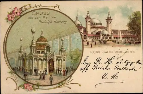 Litho Berliner Gewerbe Ausstellung 1896, Pavillon Rudolph Hertzog