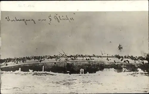 Foto Ak Deutsches Kriegsschiff SMS Blücher, Untergang, 1916