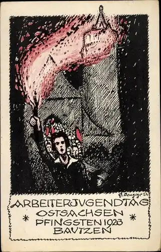 Künstler Ak Benzig, G., Bautzen in der Oberlausitz, Arbeiterjugendtag Ostsachsen Pfingsten 1923