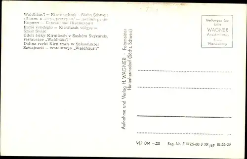 Ak Hinterhermsdorf Sebnitz Sachsen, Waldhäus'l, Kirnitzschtal, Frieden und Freundschaft