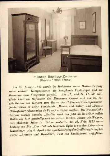 Ak Weimar in Thüringen, Parkhotel Erbprinz, Hector Berlioz-Zimmer