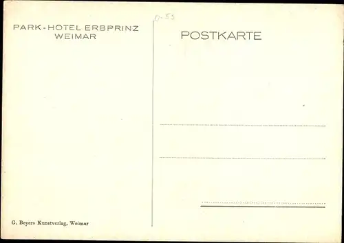 Ak Weimar in Thüringen, Parkhotel Erbprinz, Hector Berlioz-Zimmer