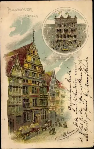 Litho Hannover in Niedersachsen, Leibnizhaus, Geschäftshaus von J. W. Saltzer