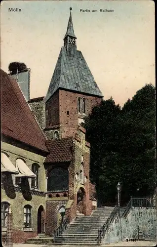 Ak Mölln im Herzogtum Lauenburg, Partie am Rathaus