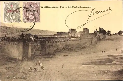 Ak Fès Fez Marokko, Maroc pittoresque, Bab Fleuh et les remparts