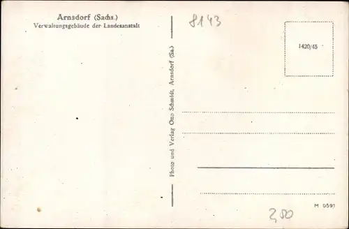 Ak Arnsdorf in Sachsen, Verwaltungsgebäude der Landesanstalt