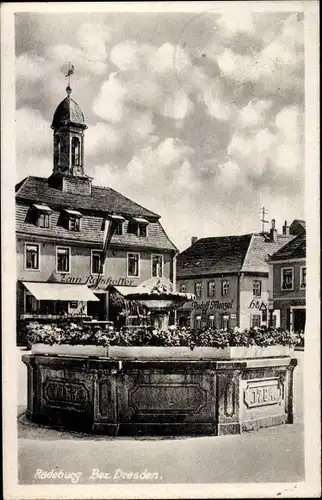 Ak Radeburg in Sachsen, Brunnen, Zum Ratskeller, Metzger