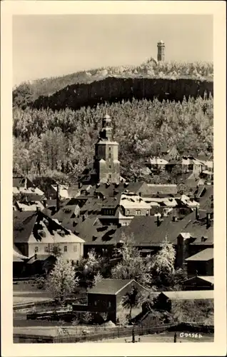 Ak Scheibenberg im Erzgebirge, Blick auf den Ort, Winter