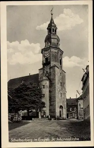 Ak Scheibenberg im Erzgebirge Sachsen, St. Johanniskirche