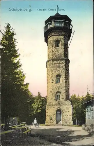 Ak Scheibenberg im Erzgebirge Sachsen, Königin Carola-Turm