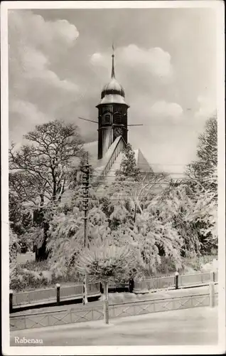 Ak Rabenau im Erzgebirge, Kirche, Winter