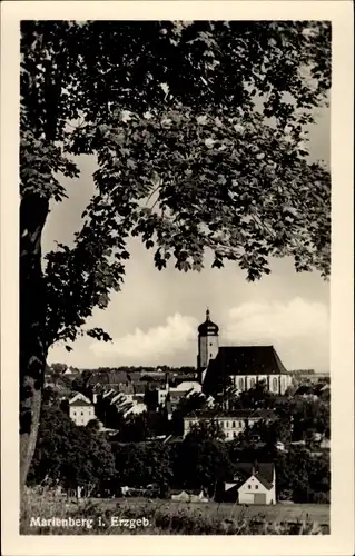 Ak Marienberg im Erzgebirge Sachsen, Blick auf Kirche und Ortschaft