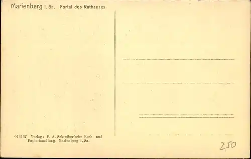 Ak Marienberg im Erzgebirge Sachsen, Portal des Rathauses