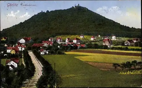 Ak Görlitz in der Lausitz, Landeskrone, Panorama vom Ort