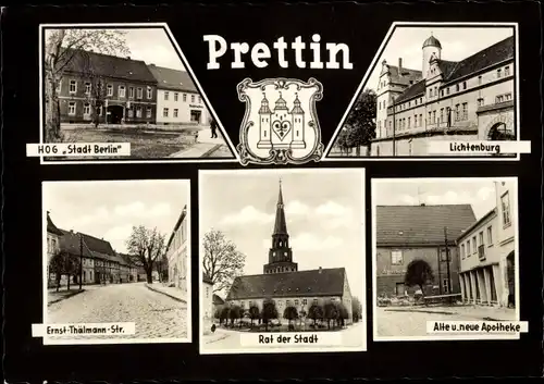 Ak Stadt Prettin Annaburg Kreis Wittenberg, HOG Stadt Berlin, Lichtenburg, Rat der Stadt, Apotheke