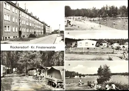 Ak Rückersdorf Niederlausitz, Neubauten, Zeltplatz, Bungalows, Rückersdorfer Teich