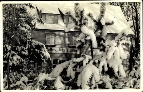 Foto Ak Breitenstein im Harz, Poltes Gaststätten, Winter