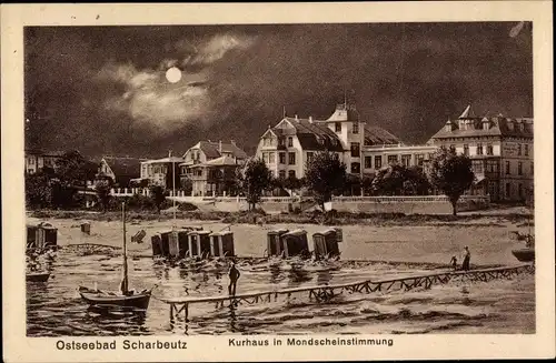 Ak Ostseebad Scharbeutz in Holstein, Kurhaus in Mondscheinstimmung