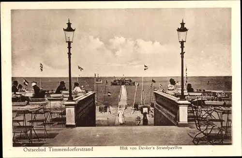 Ak Ostseebad Timmendorfer Strand, Blick von Denker's Strandpavillon