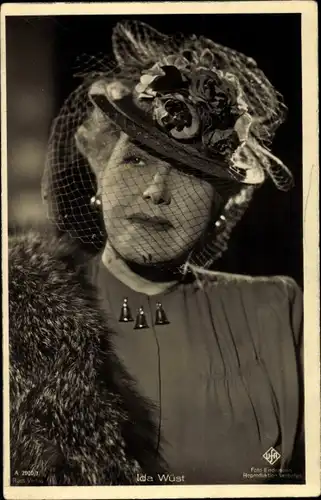 Ak Schauspielerin Ida Wüst, Portrait, Hut mit Schleier