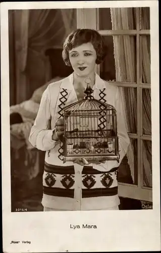 Ak Schauspielerin Lya Mara, Portrait mit Vogelkäfig, Ross Verlag 3015/4