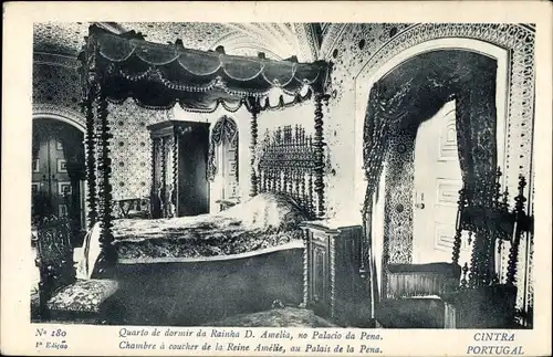 Ak Sintra Cintra Portugal, Quarto de dormir da Rainha D. Amelia, no Palacio da Pena