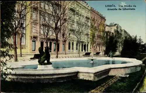 Ak Lisboa Lissabon Portugal, Um trecho da Avenida da Liberdade