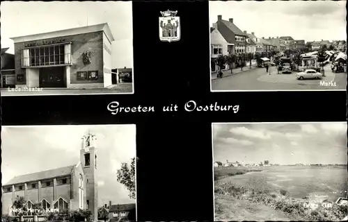 Ak Oostburg Zeeland, Ledeltheater, Markt, Ned. Herv. Kerk