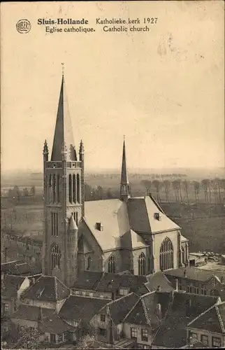 Ak Sluis Zeeland Niederlande, Kath. Kirche 1927