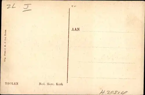 Ak Tholen Zeeland Niederlande, Ned. Herv. Kerk