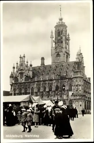 Ak Middelburg Zeeland Niederlande, Marktdag