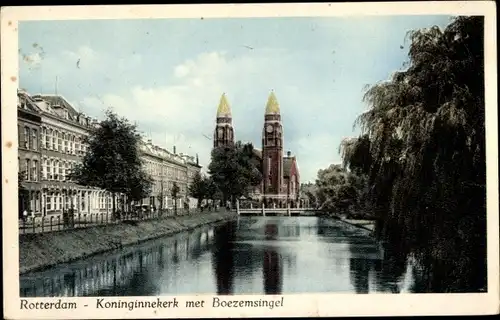 Ak Rotterdam Südholland Niederlande, Koninginnekerk met Boezemsingel