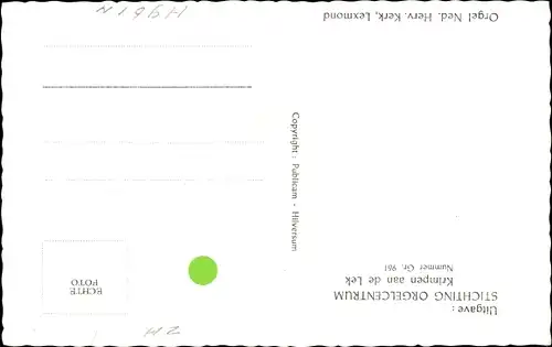 Ak Lexmond Leksmond Utrecht, Orgel in der Kirche
