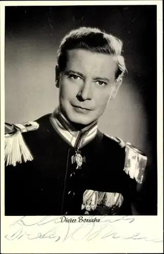 Ak Schauspieler Dieter Borsche, Portrait, Uniform, Epauletten, Ordensspange