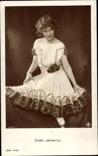 Ak Schauspielerin Edith Jehanne, Portrait im Kleid