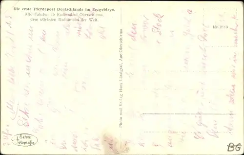 Ak Oberschlema Bad Schlema im Erzgebirge Sachsen, Erste Pferdepost Deutschlands, Postkutsche